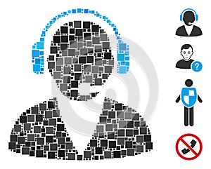 Square Support Operator Icon Vector Mosaic