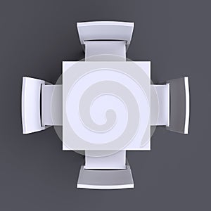 Square table with four chairs.