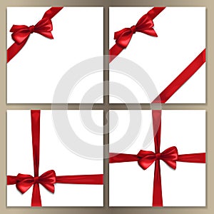 Square Template Set with Red Bow and Ribbon