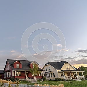 Square Three houses on a modern housing estate