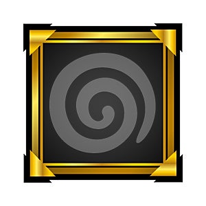 Square ui game frame. Empty frame for apps. Gold frame icon vector illustration isolated