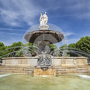 Square view of Fountain at La Rotonde in Aix-en-Provence