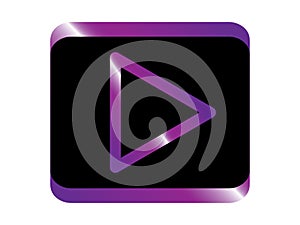 Violet black play button icon vector