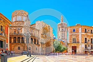 Square of the Virgin Saint Mary,Valencia Cathedral, Basilica of photo