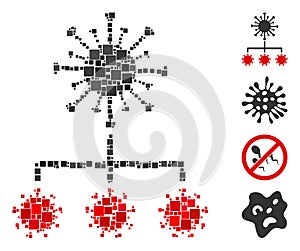 Square Virus Replication Icon Vector Collage