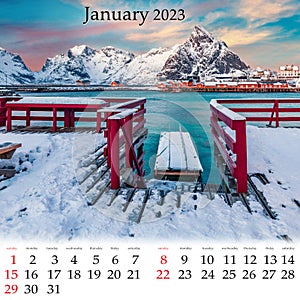 Square wall monthly calendar ready for print