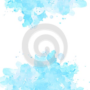 Square watercolor abstract pastel blue spots background