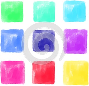 Square watercolor style Pop colorful background set