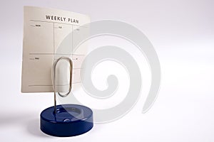 Square weekly plan paper on note holder