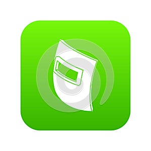 Square welding mask icon green vector