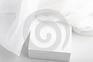 Square white product display for product advertising