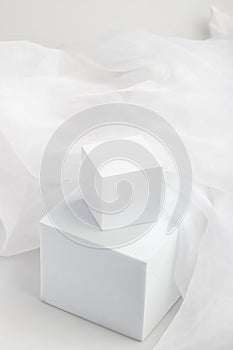 Square white product display for product advertising