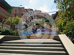 Square with wide staircase in the favela comune thirteen
