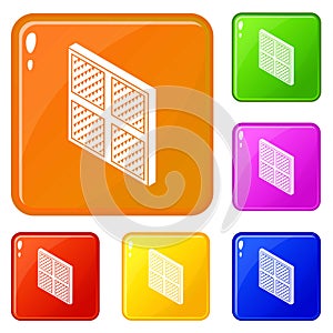 Square window frame icons set vector color