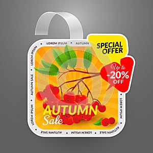 Square wobbler design template. Autumn sale event.