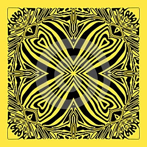 Square yellow design for printing on pillow and etc