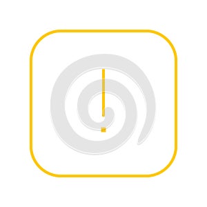 Square yellow thin line exclamation point icon, button, attention symbol isolated on a white background.