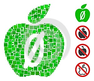 Square Zero Calories Apple Icon Vector Mosaic