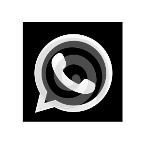 Squared Black & white whatsapp logo icon