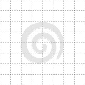 Squared dashed grid seamless pattern. Math paper notebook background. Dashed cross line texture. Squared notebook