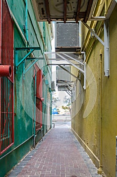 Squares and Alley ways in Willemstad in Curacao