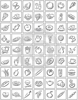 Squares with food symbols