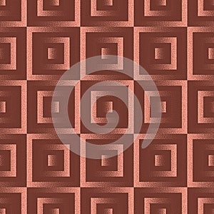 Squares Geometric Seamless Pattern Trendy Vector Brown Retro Abstract Background
