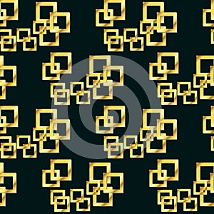 Squares seamless pattern. Gold metallic texture