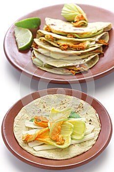 Squash blossom quesadillas, Mexican food