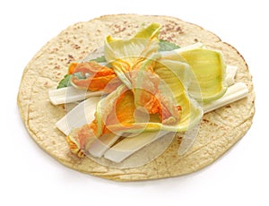 Squash blossom quesadillas, Mexican food