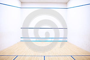 Squash court with wooden floor