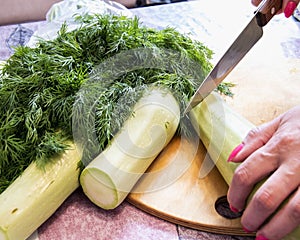 Squash on a cutting board