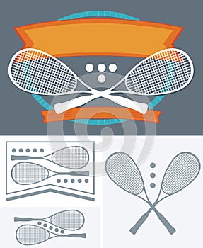 Squash game - ball and racket