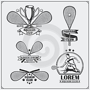 Squash labels, emblems, badges and design elements.