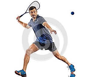 Squash player man isolated white background