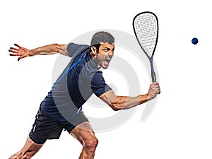Squash player man isolated white background