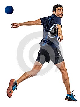Squash player man isolated white background