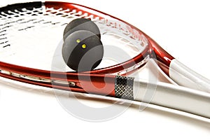 Squash racket and balls