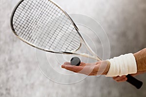 Squash racket closeup