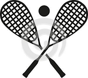 Squash rackets with ball