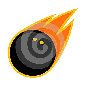 Squash sport rubber ball comet fire tail flying logo