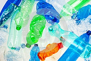 Squashed plastic bottles