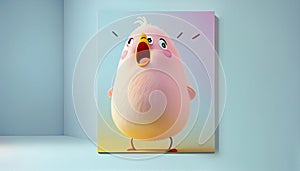 squawking chicken or squeaky toy are shouting and copy space pastel background. Generative AI illustration