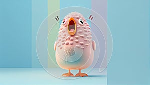 squawking chicken or squeaky toy are shouting and copy space pastel background. Generative AI illustration