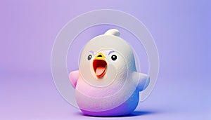 squawking chicken or squeaky toy are shouting and copy space pastel background. Generative AI illustration