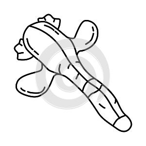 Squeaky Duck Dog Toy Icon. Doodle Hand Drawn or Outline Icon Style