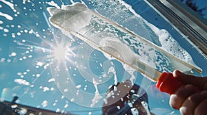 The squeegee in hand cleaning..AI generated image