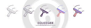 Squeegee outline icon vector illustration. Line hand drawn cleaning tool for washing and polishing or wiping glass of window