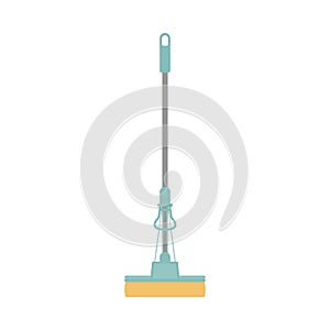 Squeeze mop icon. Cleaning service concept. Flat cleaning item, mop with fiber sponge for cleaning and mopping