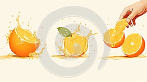 squeeze orange citrus illustration